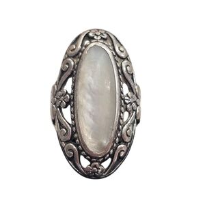 Carolyn Pollack Sterling Silver & Mother Of Pearl Filigree Ring 4.75